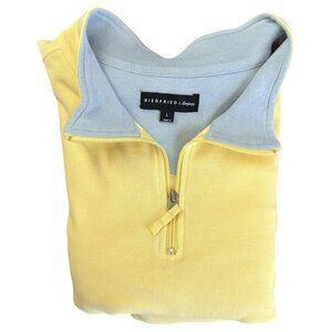 Siegfried & Co Mens L Sweater Yellow Quarter Zip Mock Neck Pullover 100% Cotton
